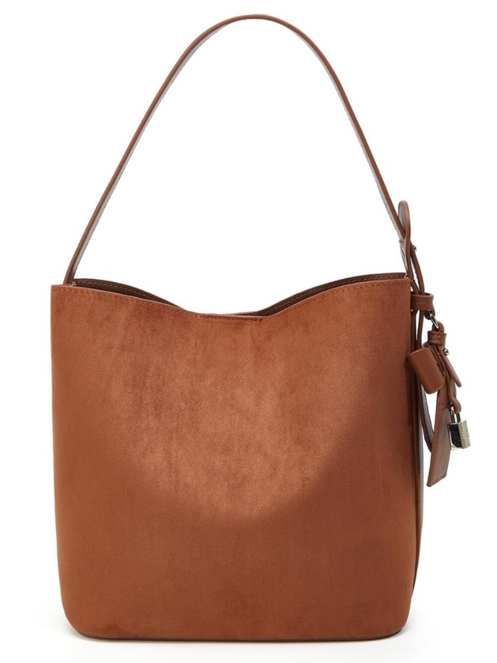 Faux Suede Shoulder Bag for Women Vintage Suede Bucket Handbag Small Work